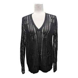 Tess Giberson Anthropologie Wool Blend Open Weave Crochet Cable Knit Sweater, M